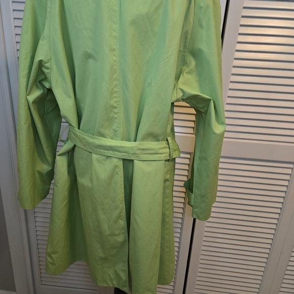 Jessica London Size 22W Long Trench Coat Removable Liner LIME GREEN BELTED - Picture 7 of 10